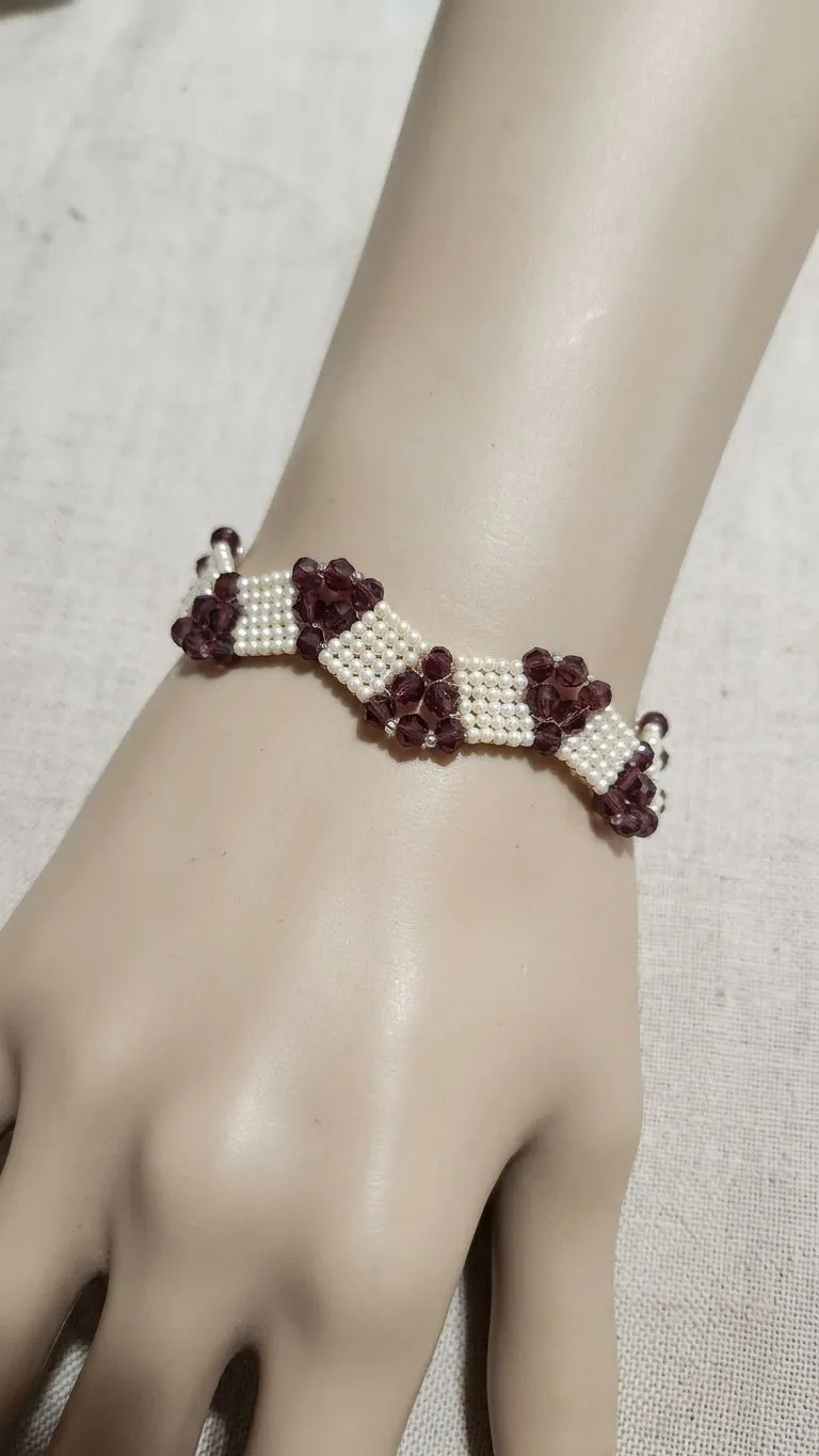 Bracelet Prune & Ivoire